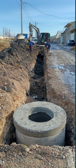 Монтаж наружный канализация и водопровод, септик выгребных яма