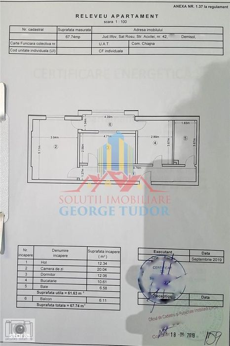 Apartament 2 camere total decomandat, 68 mp, Str. Acvilei 42, Chiajna