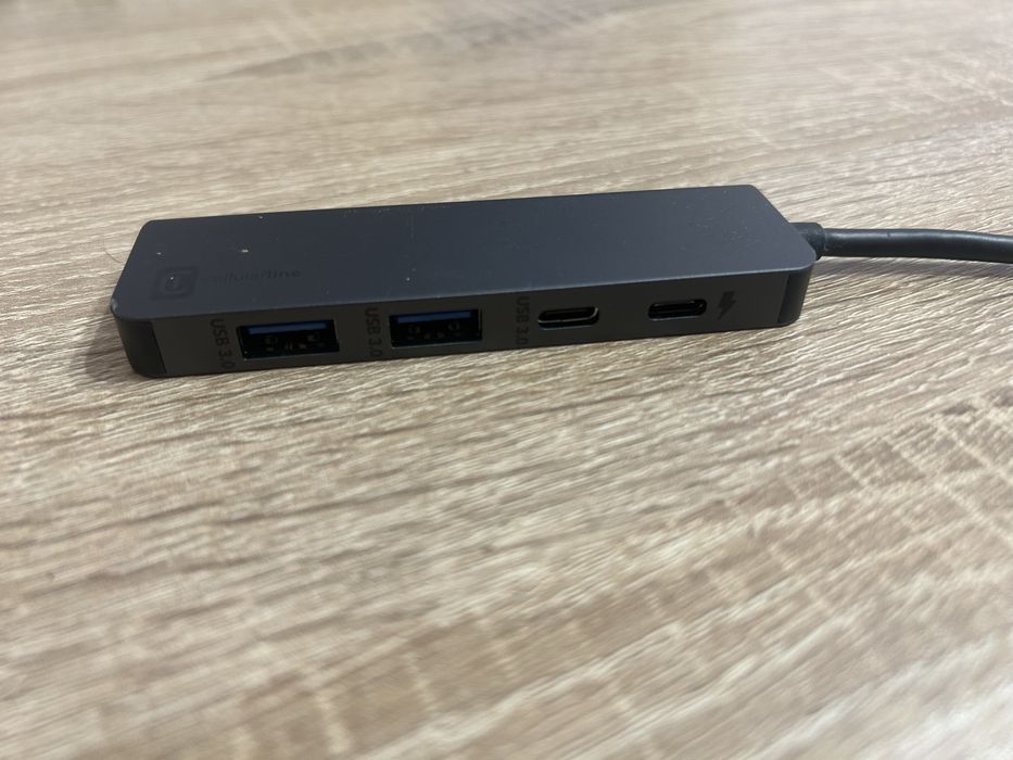 USB хъб CELLULAR LINE USB-C 4 порта 100W сив