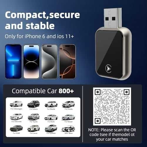 Нов Wireless Apple CarPlay адаптер iOS 11+ за 800+ автомобила кола usb