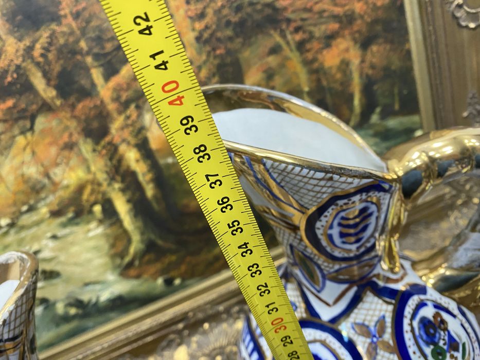 Двойка декоративни кани порцелан Испания 1950 1970 ръчно рисувани