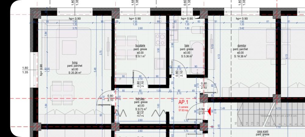 Apartament 2 camere 51 m2 bloc nou