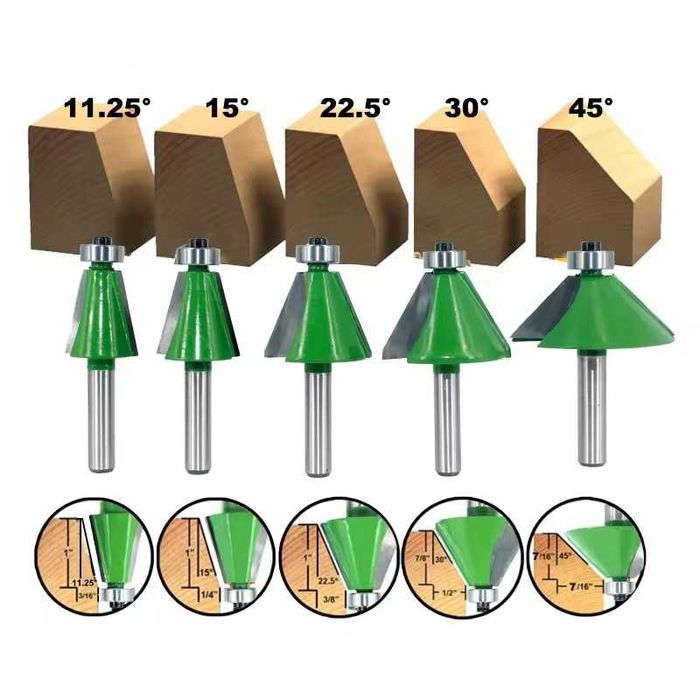 Фрезери за право скосяване с лагер 11.25 градуса, Захват 8 mm, 4046