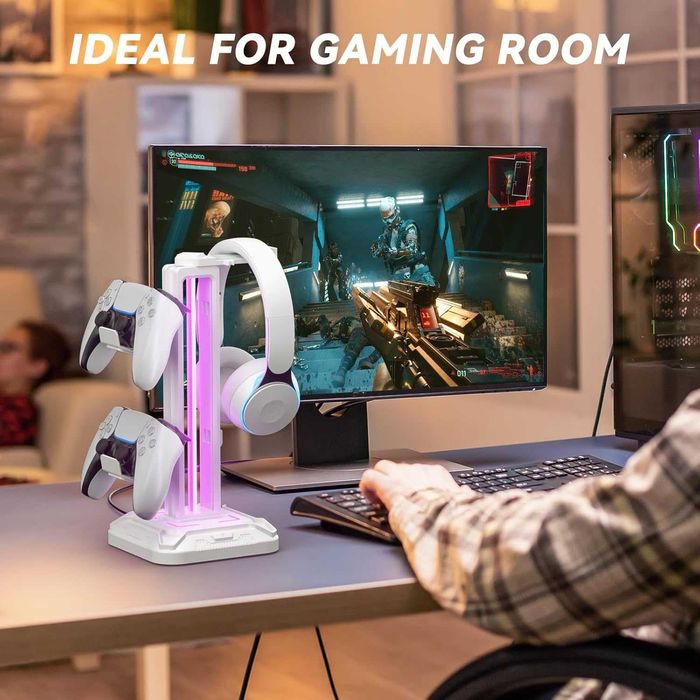 RGB стойка за слушалки и контролери , джойстик PS4, PS5, XBOX