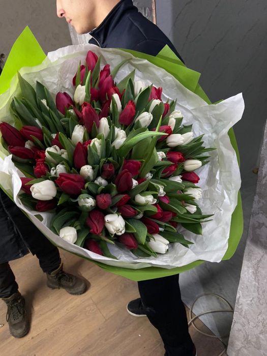 101 тюльпаны 9900тг Қызғалдақ 101 роза