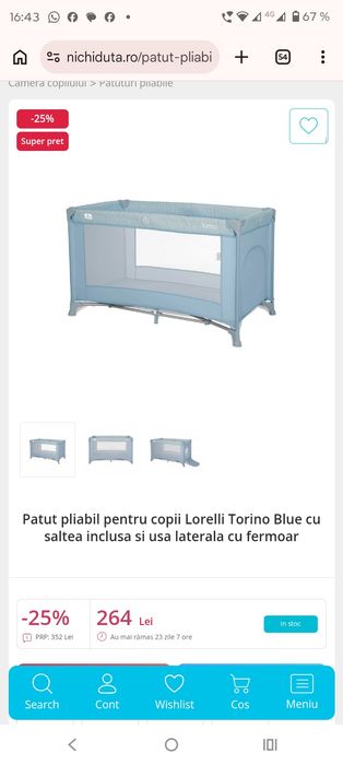 Vand patut pliabil bebelusi Lorelli pentru deplasari
