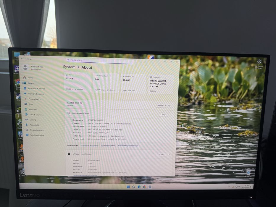 PC gaming RTX 3070 Ti /32 gb ram ddr4/i5-10400f +Monitor lenovo 100hz