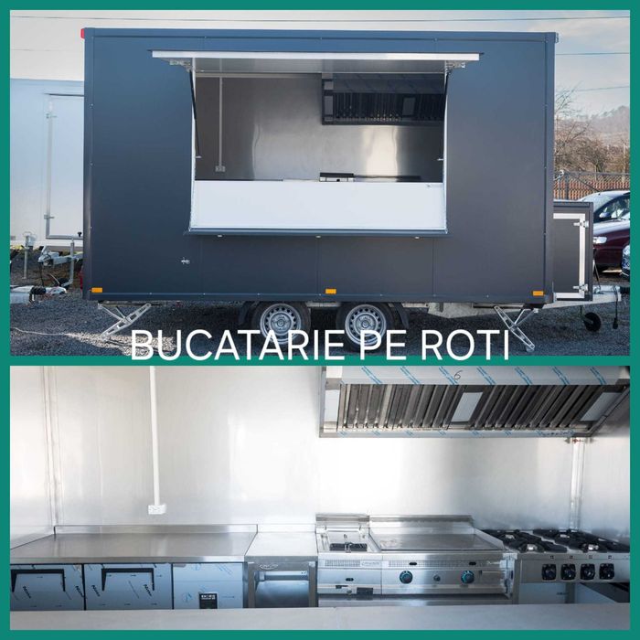 Rulota comerciala,FAST FOOD, FOOD TRUCK! L->4M ,2 AXE - PE STOC !