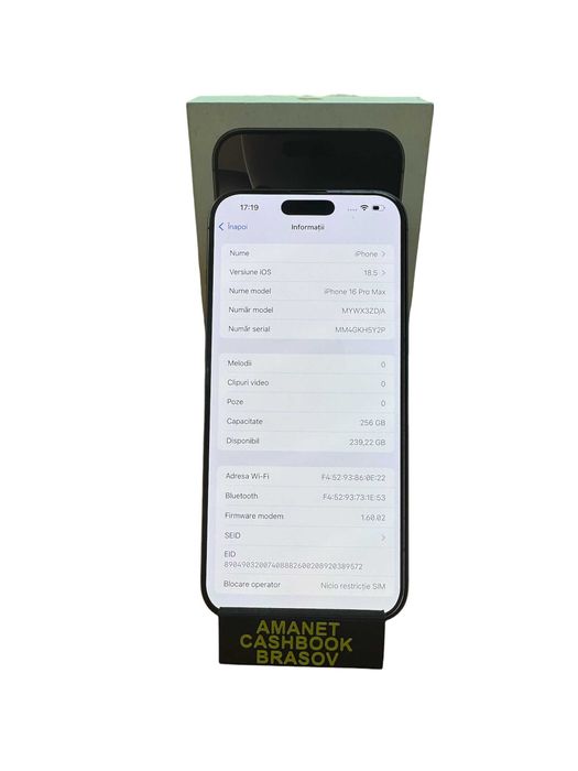 Iphone 16 Pro Max - 256 GB / Baterie 100 % - Cashbook Amanet Brasov