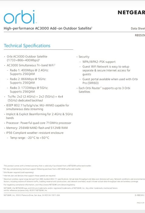 Netgear Orby  Outdoor Universal Sattelite RBS50Y Router Extender