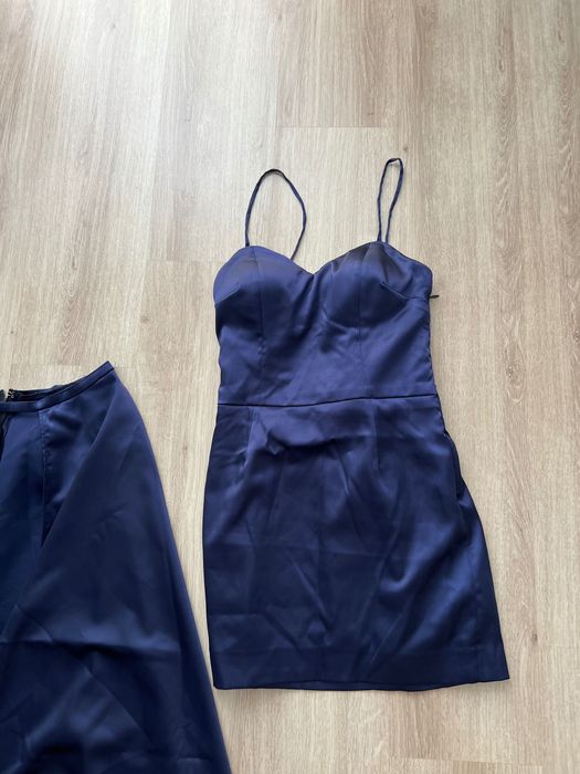 Шикарное вечернее платье из шелка синее . Новое