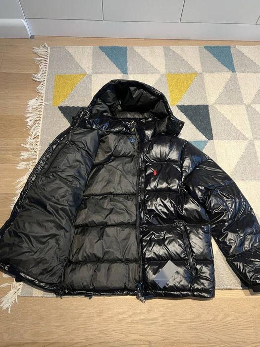 Geacă puffer toamna Polo Ralph Lauren neagră lucioasă – Mărimea L / 170 cm – Nouă cu etichete – Glugă detașabilă
