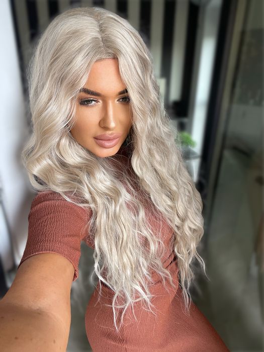 Peruca blond white semi naturala front lace