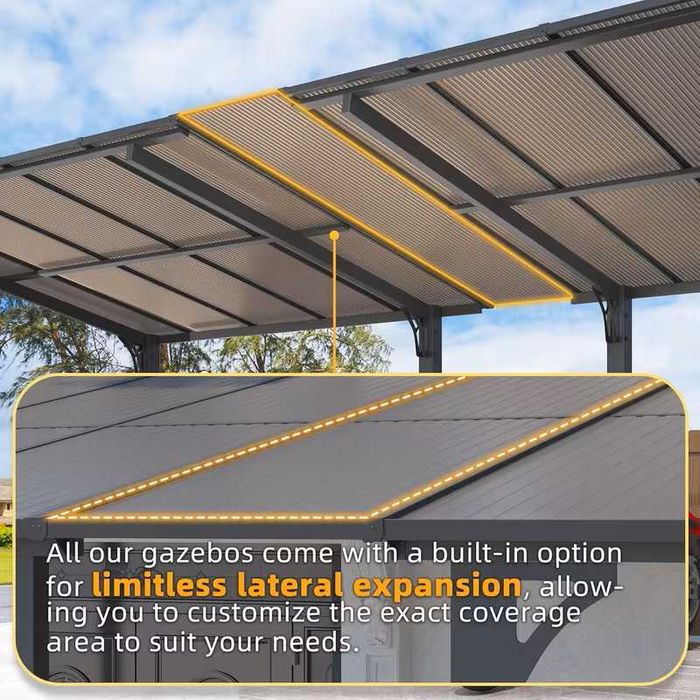 Навес за кола или вътрешен двор и тераса 3x3m