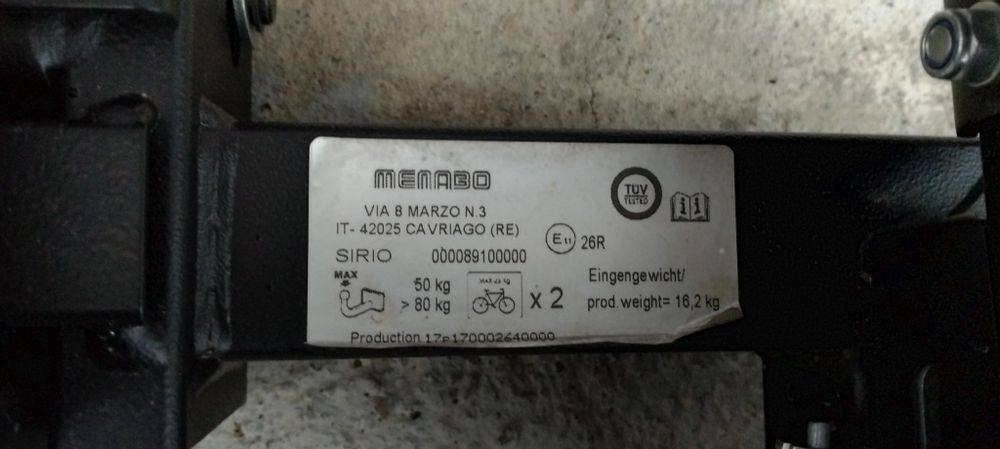 Suport profesional 2 biciclete Menabo prindere pe cârligul de remorcare 
Import Olanda 
Nu fac schimb