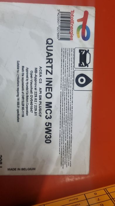 Total ineco 5w30 orginal EU  Mobil 15w40 orginal  100%