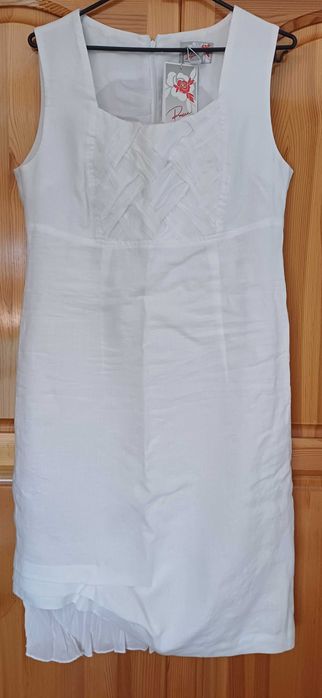 Разкошна Рокля Фин Лен "Rosi Fashion"с красиво Преплетена Платка!НОВА!