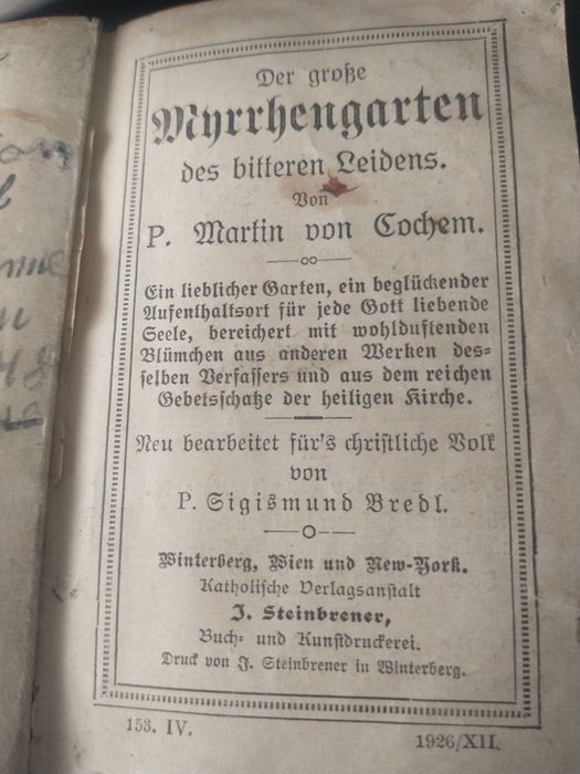 Carte veche, în limba germană."Grădina cea mare de Mir",1926