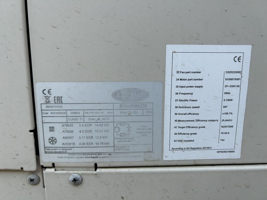 Carrier термопомпа  xp energy a38aw150h9