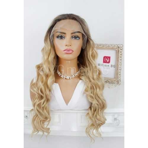 Дълга къдрава тъмноруса лейс фронт перука Алисън