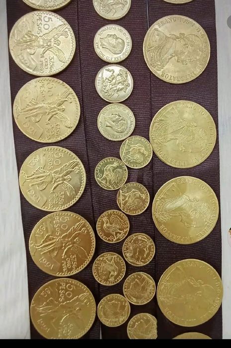 Monede de aur placate cu aur de 24k, monedele ies pe piatra sunt 1/1 c