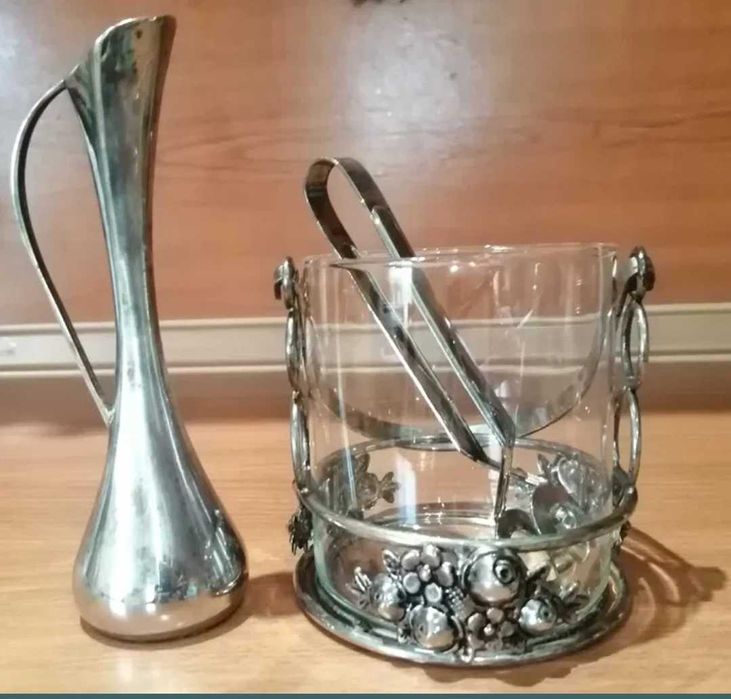 Посребрени чаши за вино, чаши за бренди, керамика, бяло вино