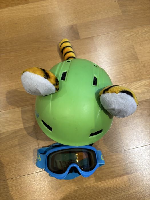 casca ski si ochelari copii cygnus cu urechi de tigru