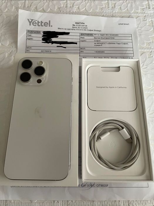 iPhone 15 pro max white titanium 256gb 1год.гаранция.Батерия на 100%!