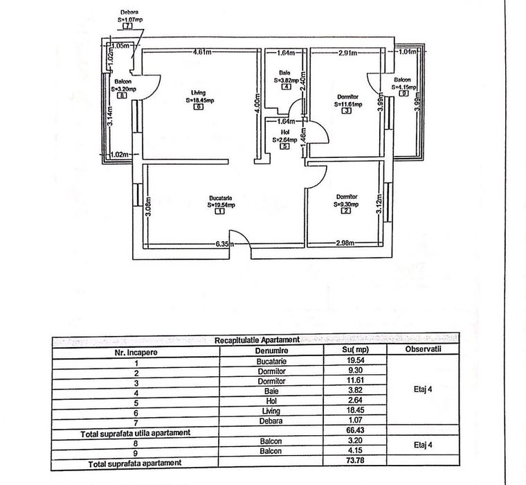 Proprietar | 3 camere decomandate Mărăști | 67 mp + 2 balcoane