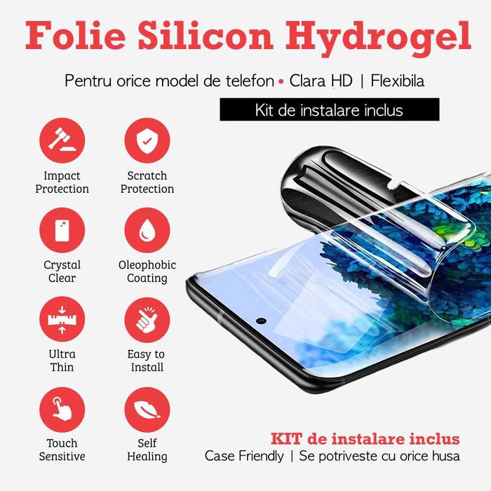 Folie Samsung, iPhone, Xiaomi, Oppo, orice model de telefon sau ceas