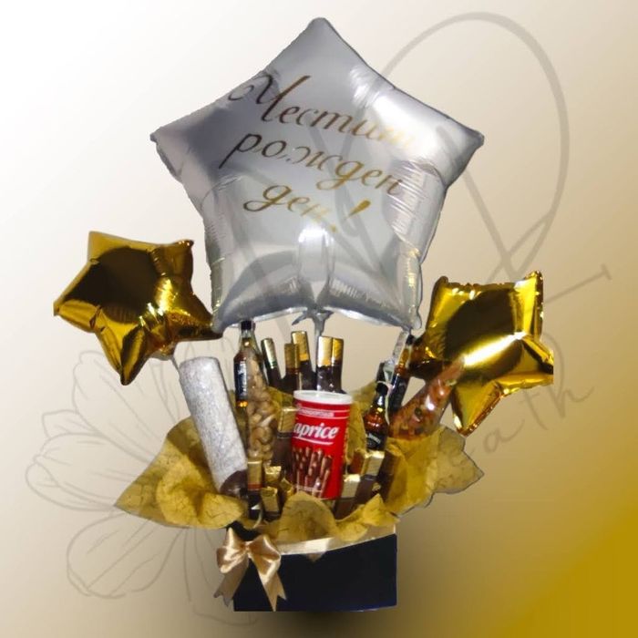 Кутия с цветя и балони