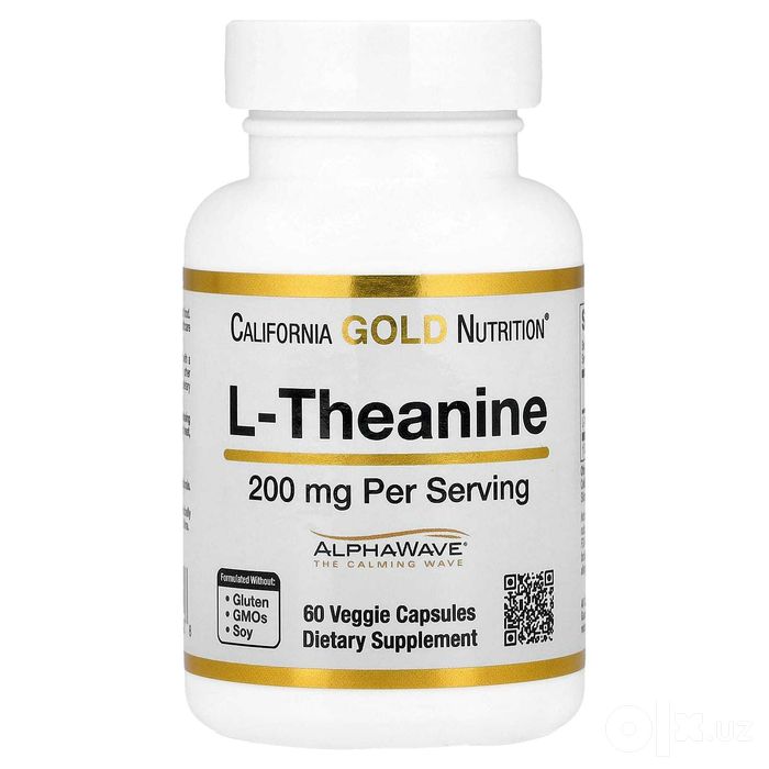 California Gold Nutrition, L-теанин, 200 мг, 60 капсул