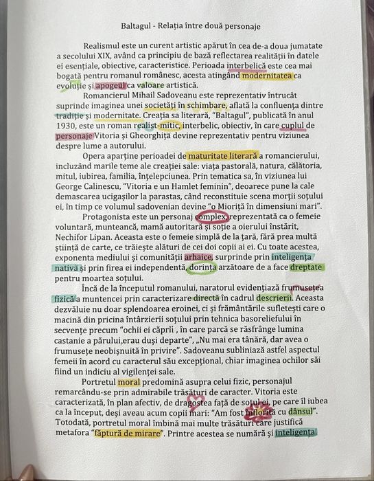 Portofoliu materie pentru Bacalaureat limba română