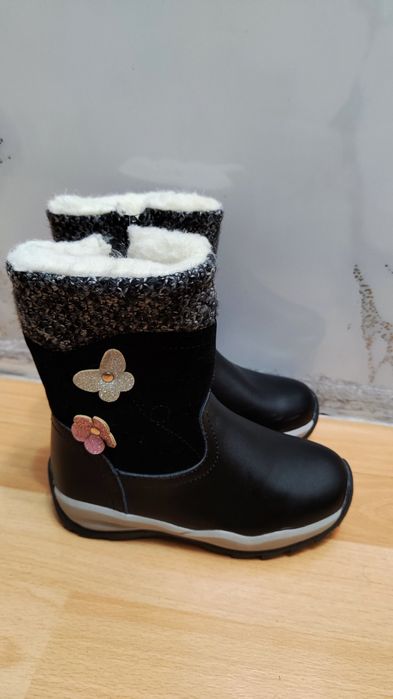 Зимние сапоги детские кожаные с натуральным мехом 27 размер