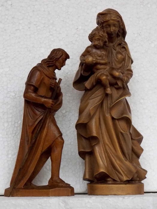 statuete sculptura lemn arta veche figurine catolice religioase icoane