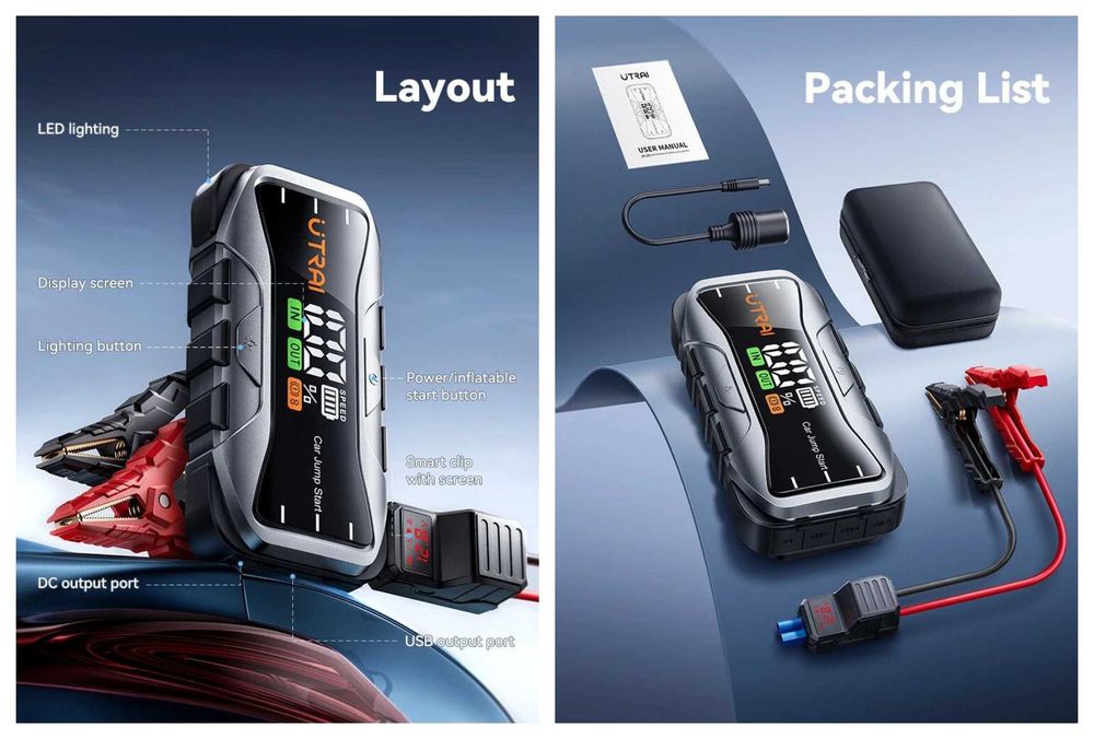 Aвариен стартер Бустер Utrai JS10 – 6000A/27000mAh Професионален модел