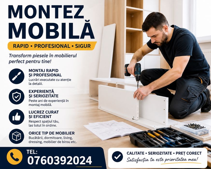 MONTAJ MOBILĂ – Rapid, Profesional și la PREȚ CORECT