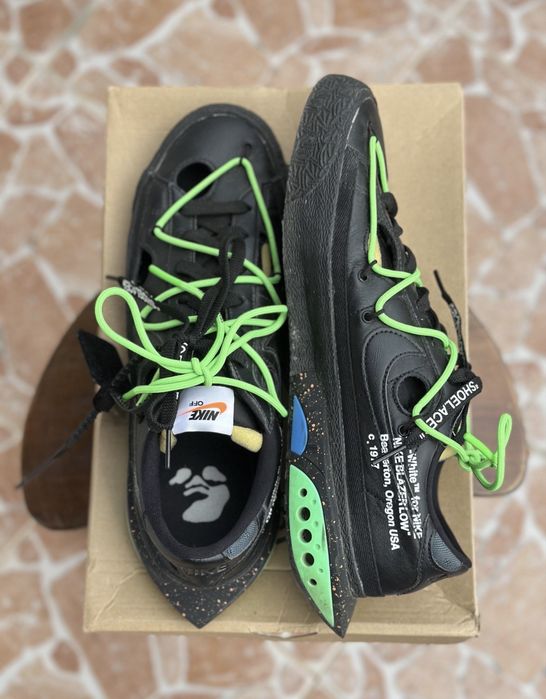 Nike Blazer Low Off-White Black Electro Green Оригинални! DH7863-001