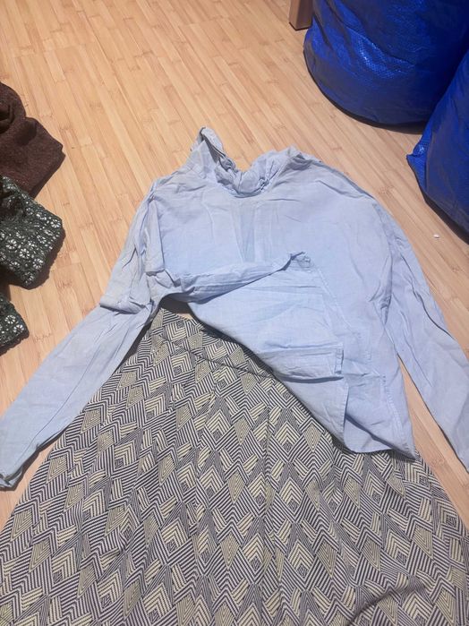 ZARA светлосиня риза + ефектна пола Francesca – комплект XS/S