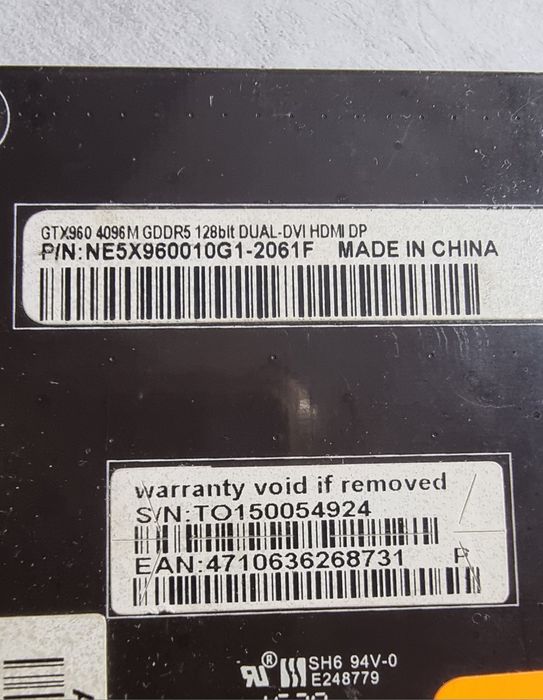 Видеокарта Palit Geforce GTX 960 4 GB за части