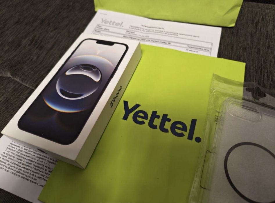 ЗАПЕЧАТАН 128GB iPhone 16e Кейс Гаранция Yettel 2028г. Black Черен