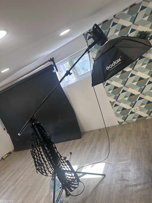 Lampa studio foto video Nanlite FS150 + softbox Godox + boom stand profesional