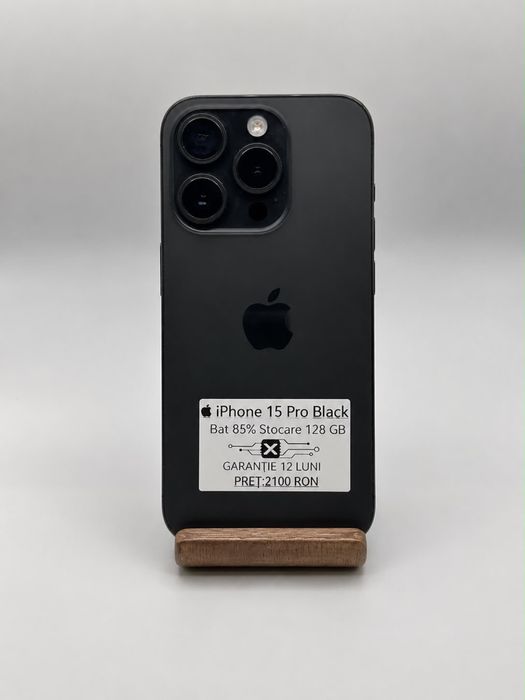 iPhone 15 Pro Black 128GB Impecabil/Garantie 24 luni/Factura/Rate/ Avans 0
