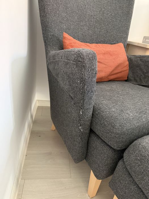 Fotoliu cu taburet OMTÄNKSAM Gunnared gray