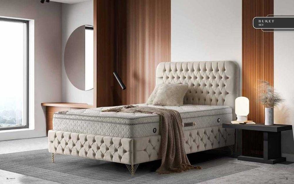 Боксспринг тапицирано легло с матрак + топер