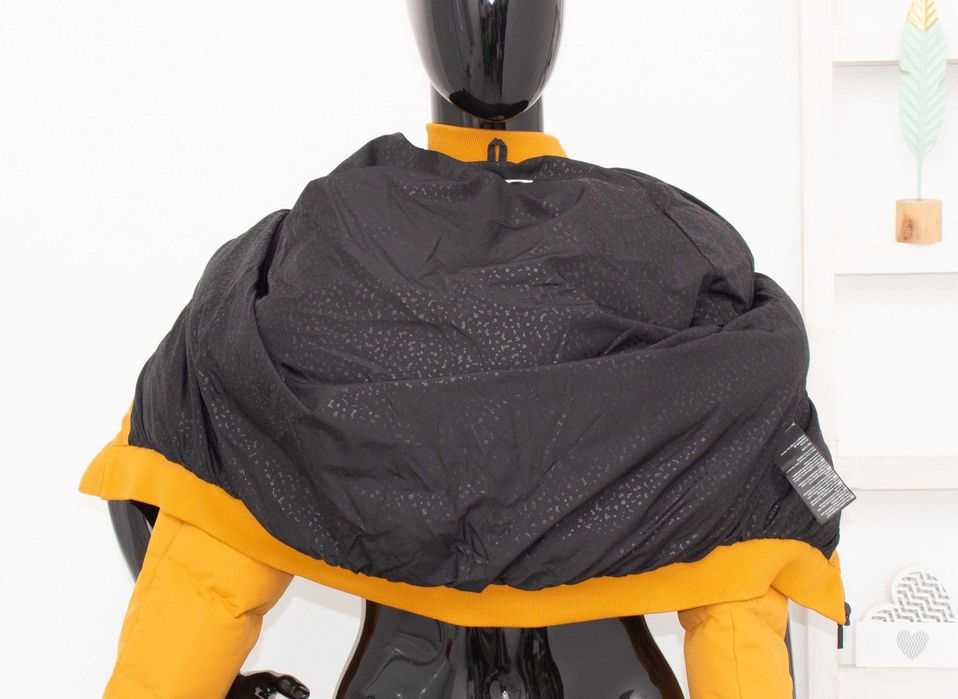 JOHAUG дамско пухено яке цвят горчица бомбер пълнеж пух пера S