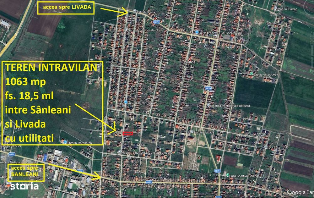 Teren intravilan 1063 mp Livada/Sanleani fs.19 ml,cu utilitati(asfalt)