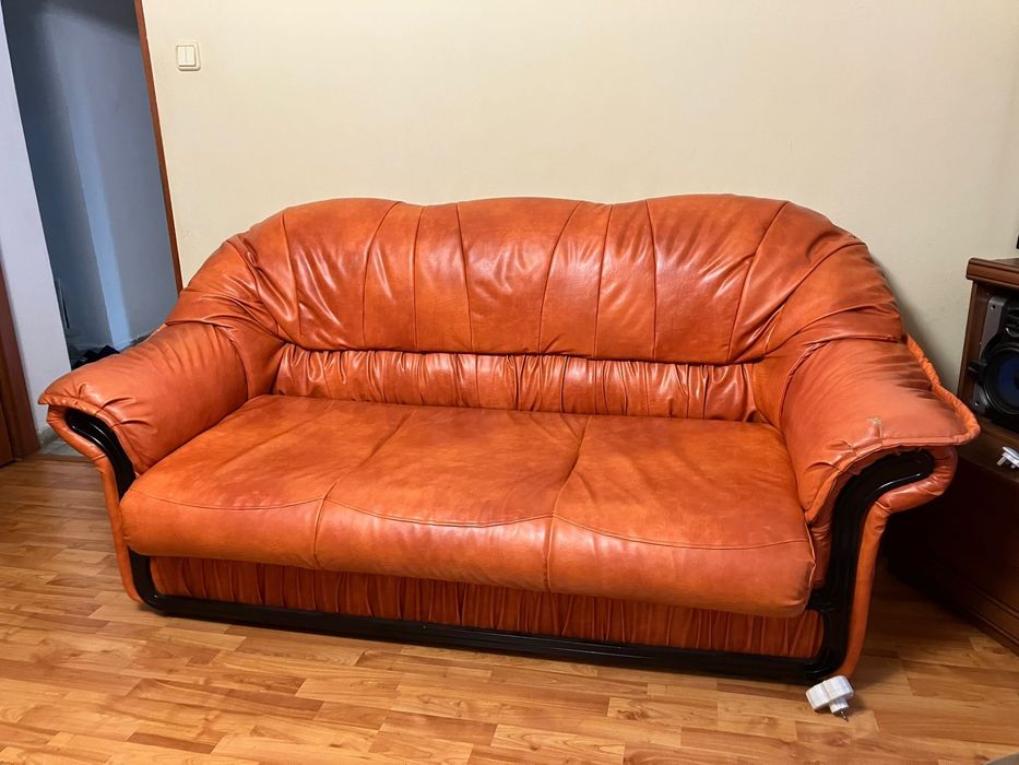 Canapea extensibila piele portocaliu