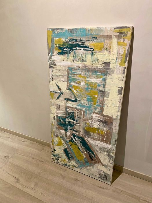Tablou abstract realizat in tempera pe panza