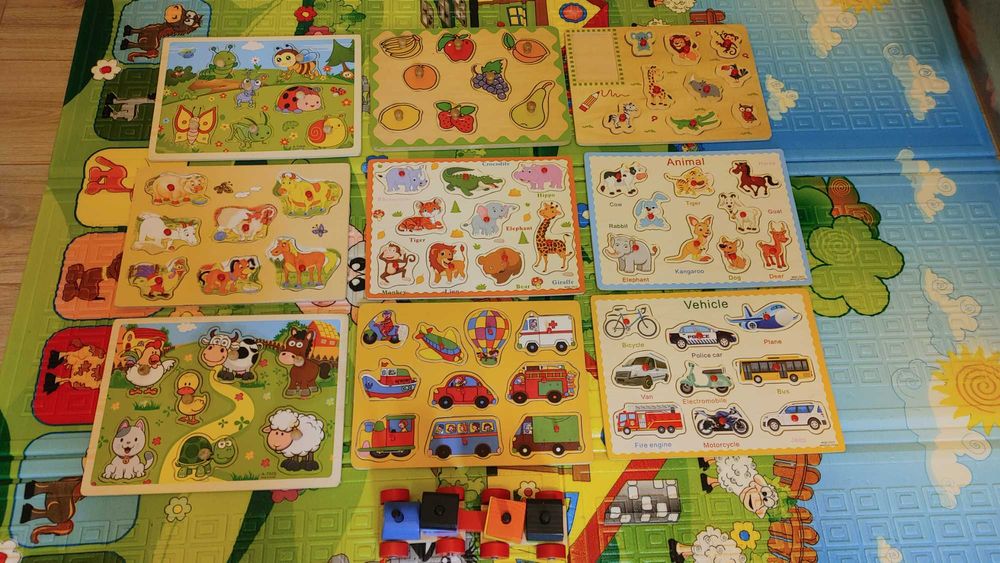 Set Joc educativ tip Puzzle din lemn pentru copii